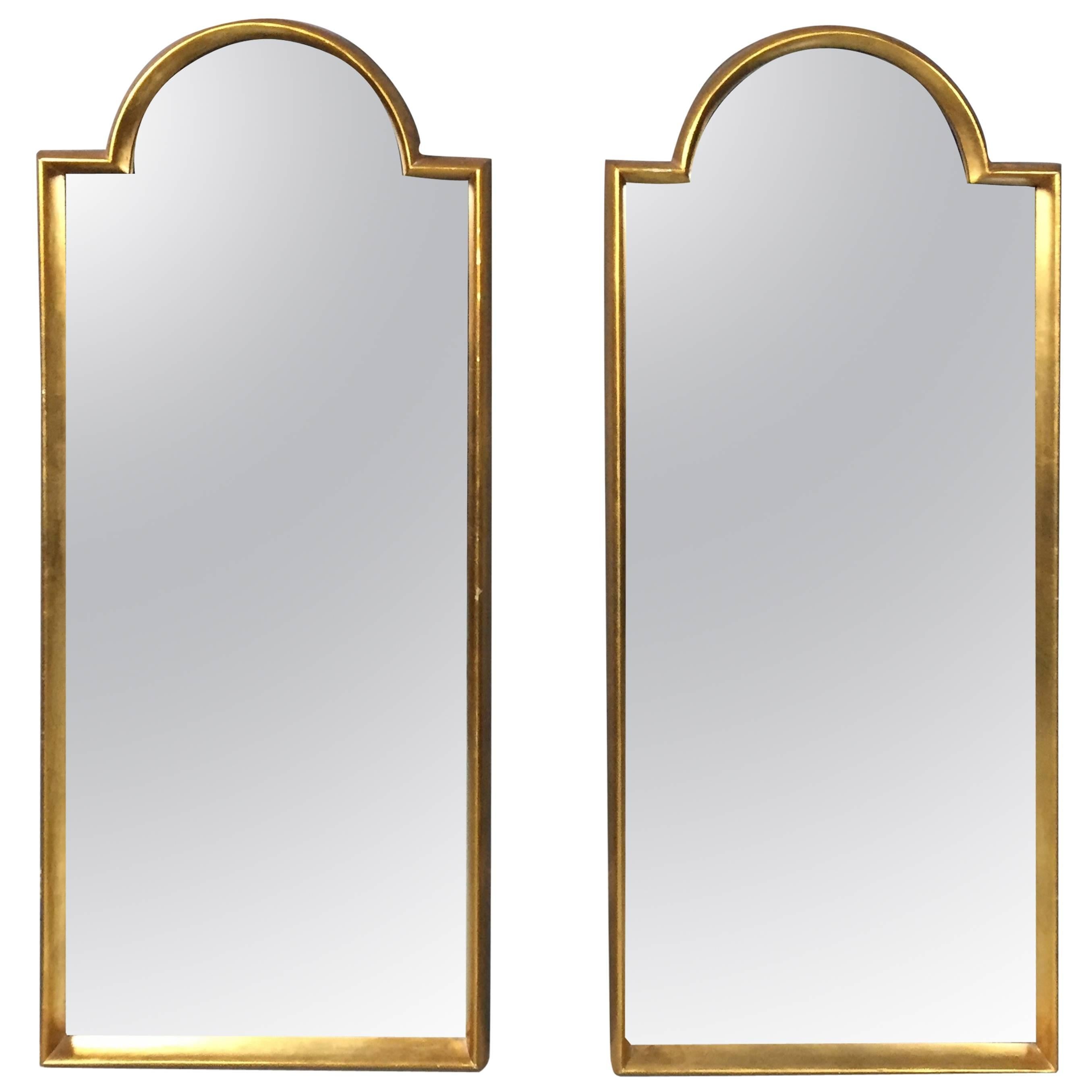 Pair of Tall Gold Gilt Pediment Mirrors, LaBarge, Usa, 1960s