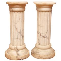 Pair of Antique Marble Fluted Column Pedestals