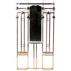 French Art Deco Copper Plated Coat Rack / Hall Tree , circa 1930