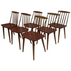 Classic Folke Palsson Dining Chairs for FDB Mobler, Set of Six