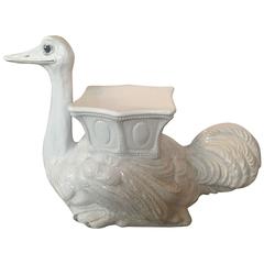 Vintage Ceramic Italian Ostrich Garden Stool