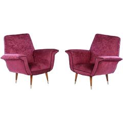 Pair of Italian Mid Century Club Chairs, circa 1960