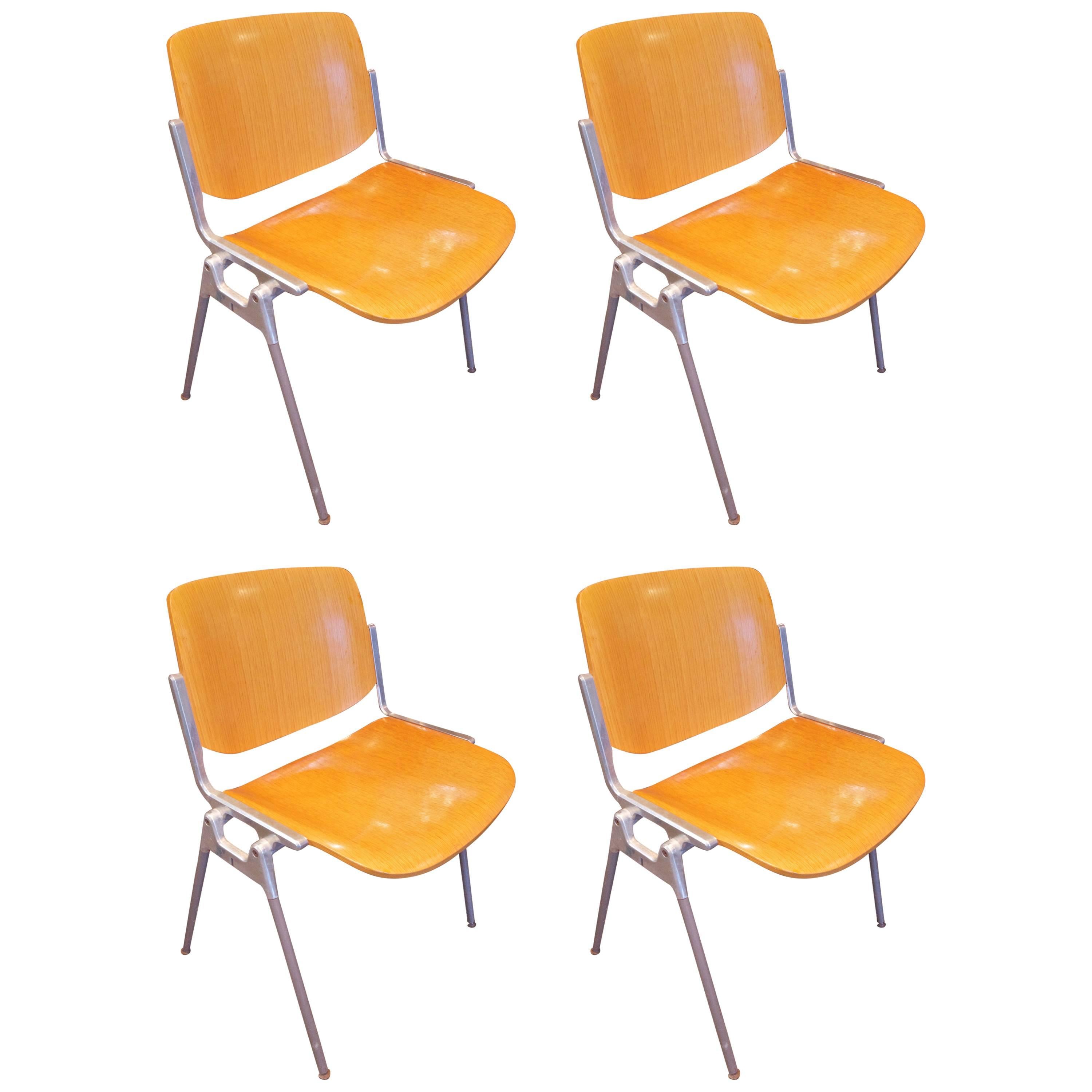 Set of Four Mid-Century Chairs by Giancarlo Piretti for Castelli