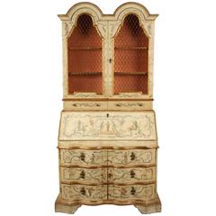 Italian Cream Paint and Parcel Gilt Secretary