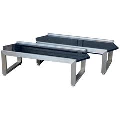 Pair of Polished Steel and Veined Black Marble 1960s Coffee Tables 7