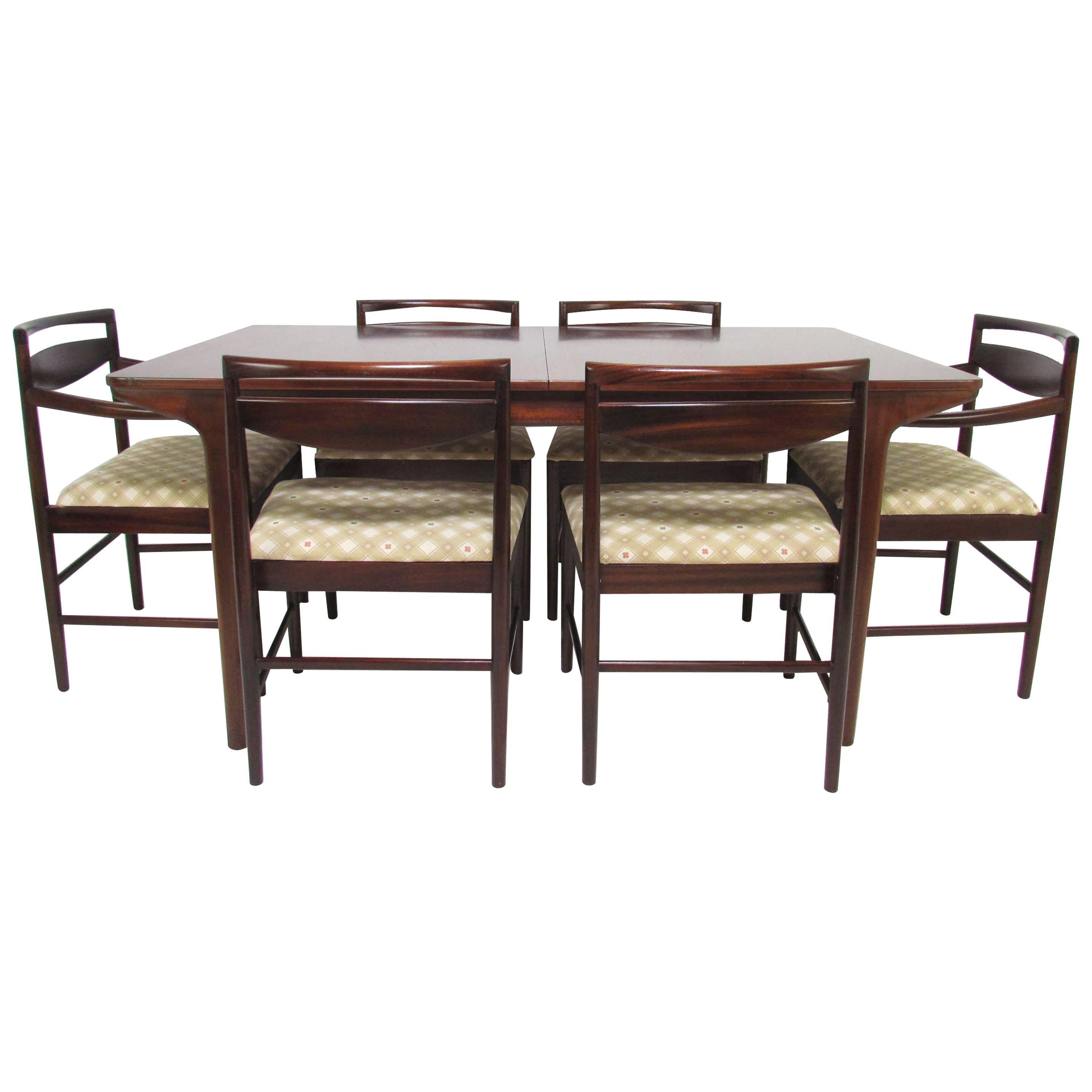 Danish Modern Rosewood Dining Set, Table and Six Chairs, by A.H. McIntosh