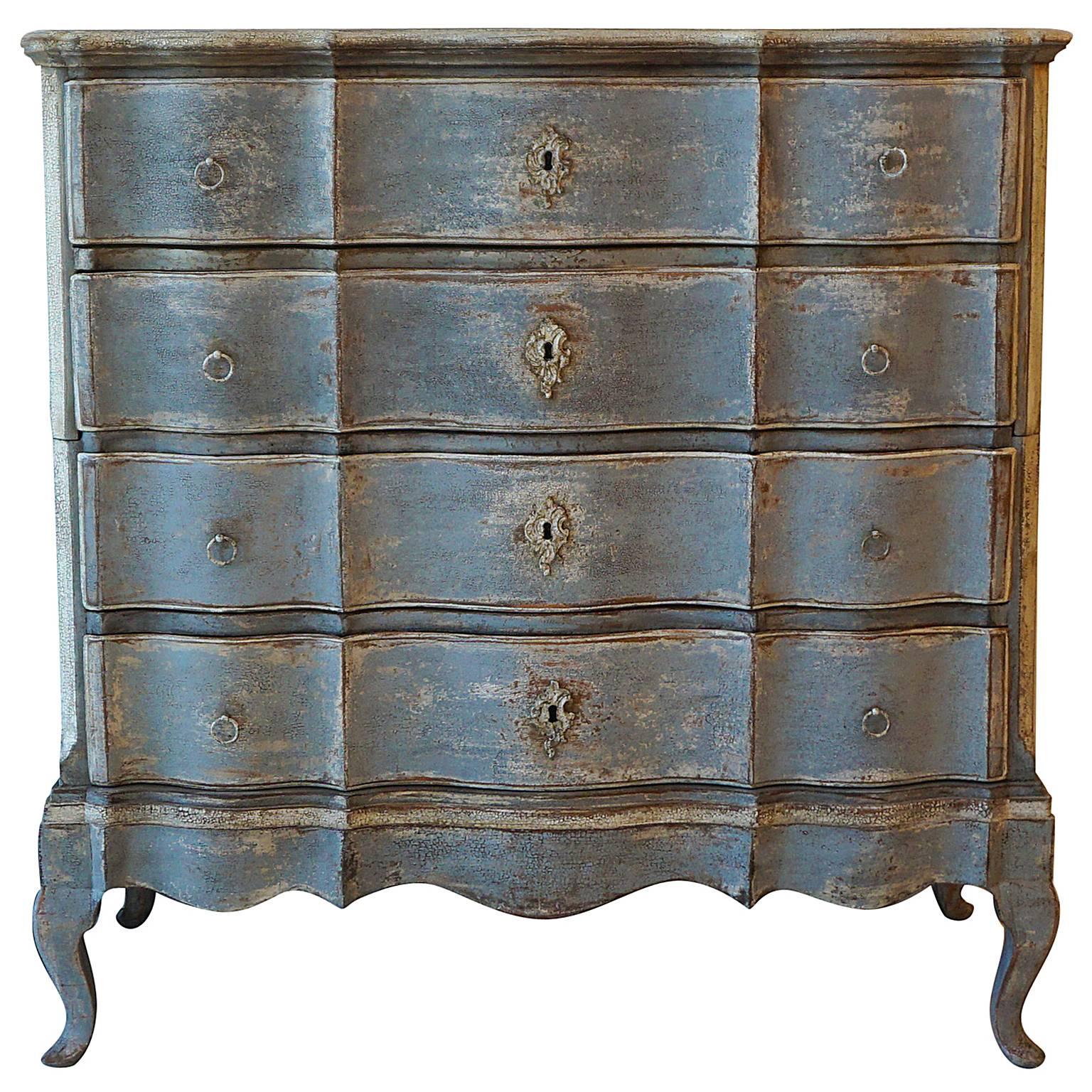 19th Century Pale Blue Gustavian Dresser in Wood