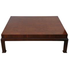 Large Burled Wood Coffee Table by Henredon, Mid-20th Century