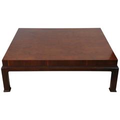 Large Burled Wood Coffee Table by Henredon, Mid-20th Century