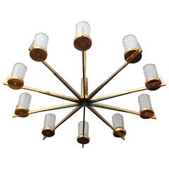 Large Charles et Fils "Soliel" French Large, 1970s Chandelier