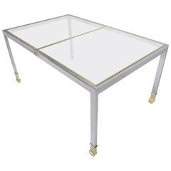 Expandable Chrome & Brass Dining Table by Design Institute of America, DIA