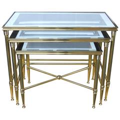 Set of Italian Polished Brass Nesting Tables