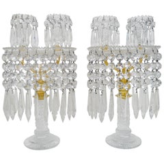Pair of English Regency Cut Glass Candelabra, Attributed to John Blades