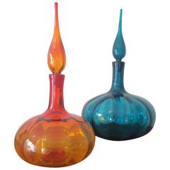 Midcentury Blenko Glass Carafe with Stopper