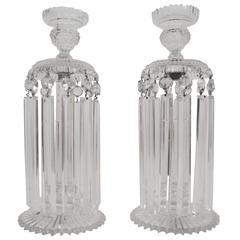 Pair of English Regency Cut Glass Candlesticks