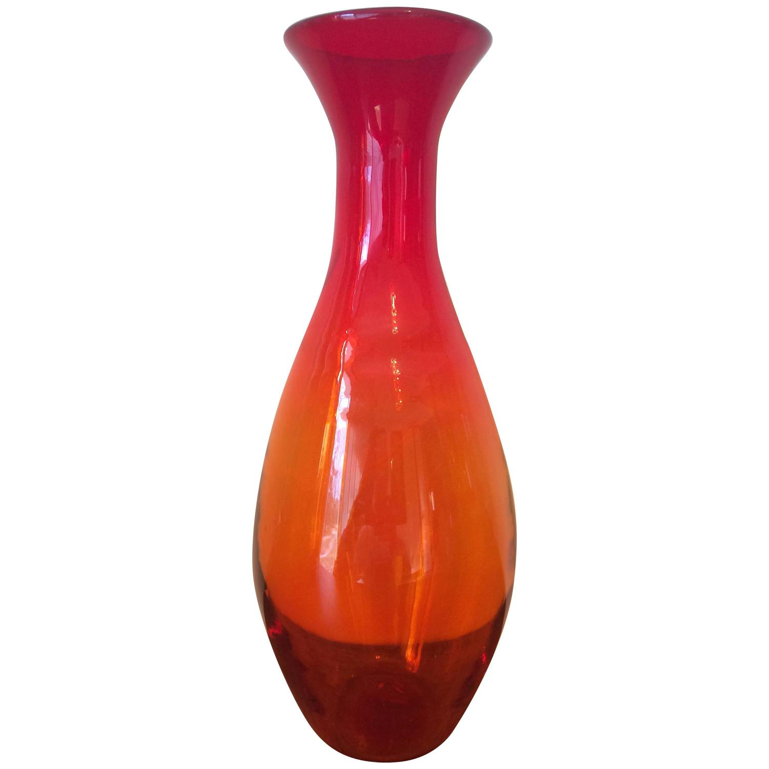 Midcentury Blenko Glass Flower Vase For Sale at 1stdibs