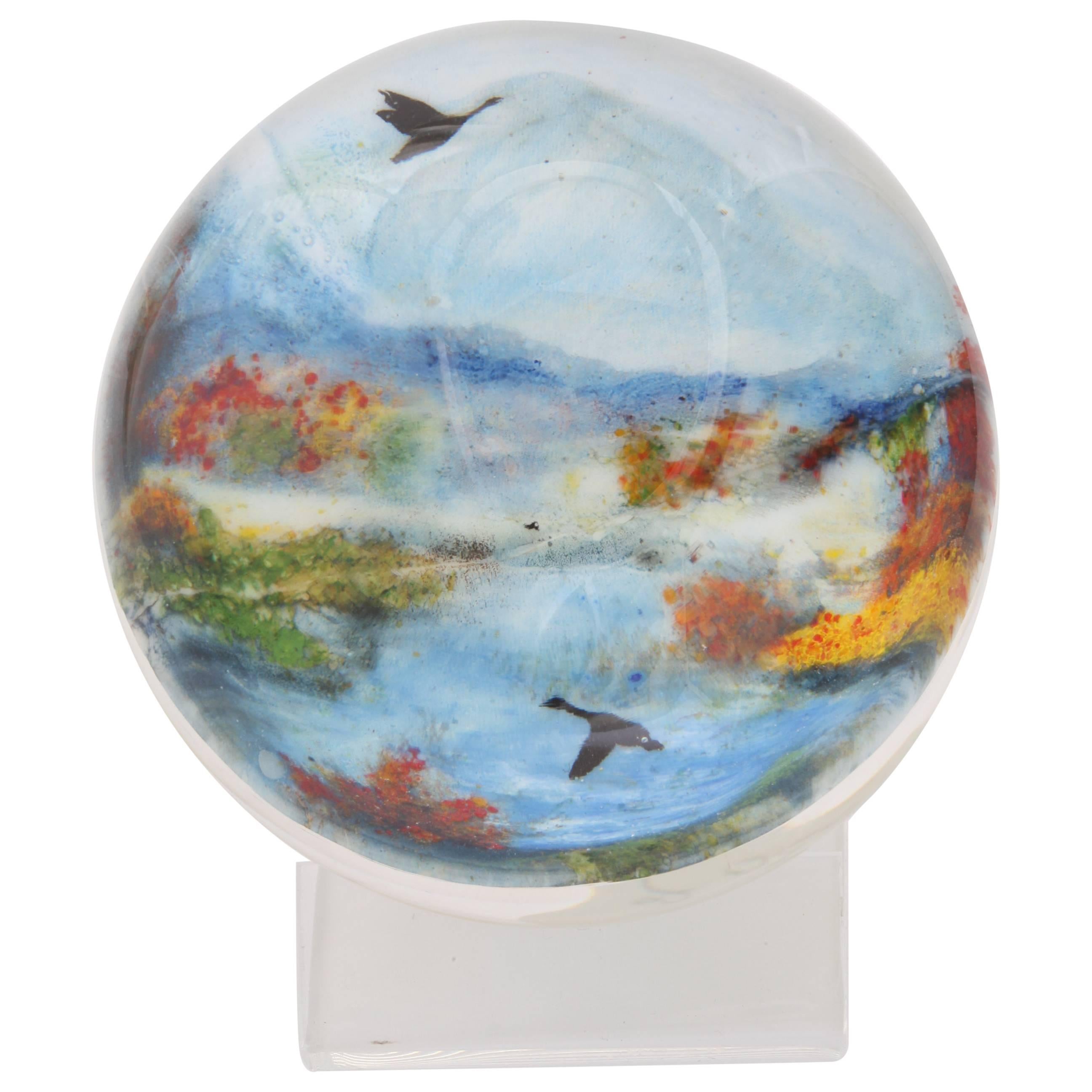 Rick Ayotte Glasscape Paperweight Titled "In Flight" For Sale