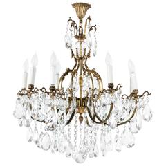 Gilt Bronze Eight-Arm Crystal Chandelier from France