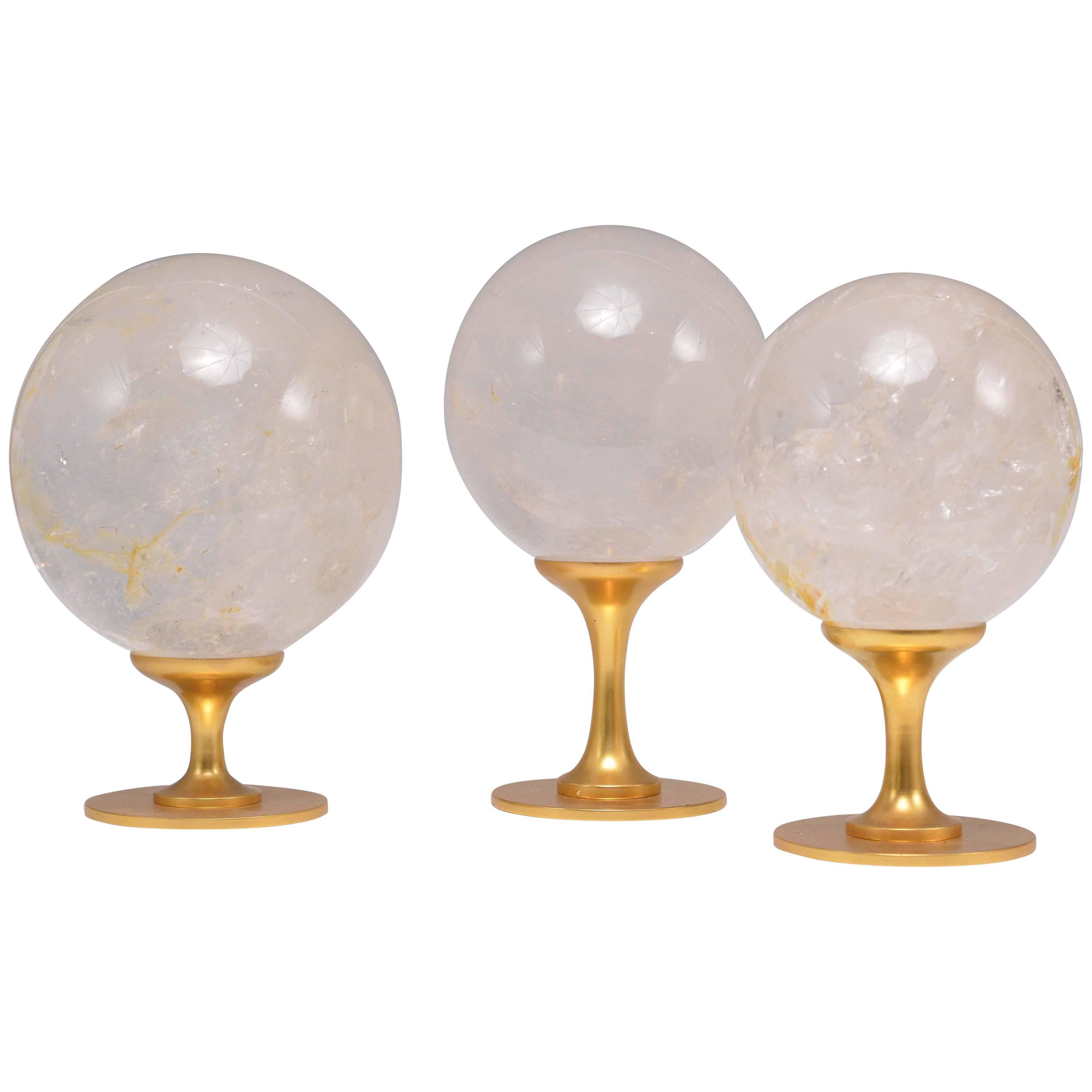 Group of Three Rock Crystal Balls For Sale