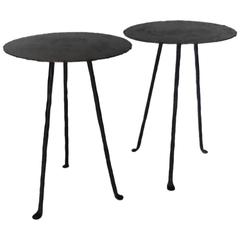 Tiny Custom Iron and bronze Tripod Tables 7