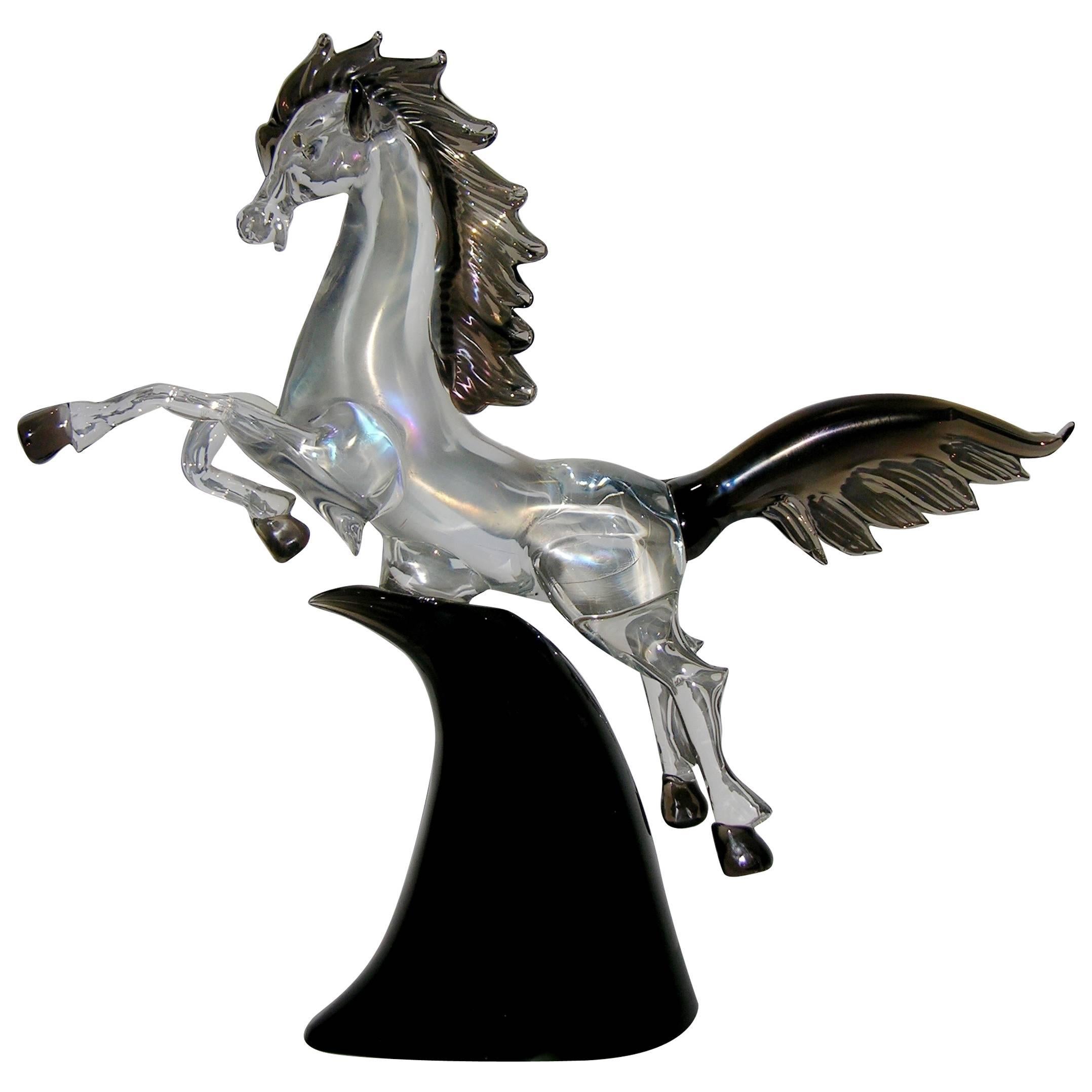 Licio Zanetti 1980 Iridescent Murano Art Glass Horse