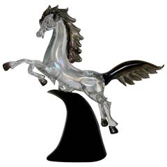 Cheval en verre d'art de Murano irisé Licio Zanetti 1980