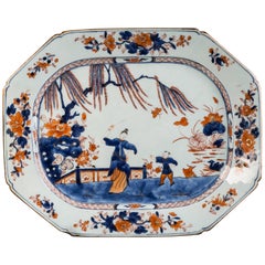 Chinese Export Underglazed Blue and Polychrome Octagonal Platter, circa 1800