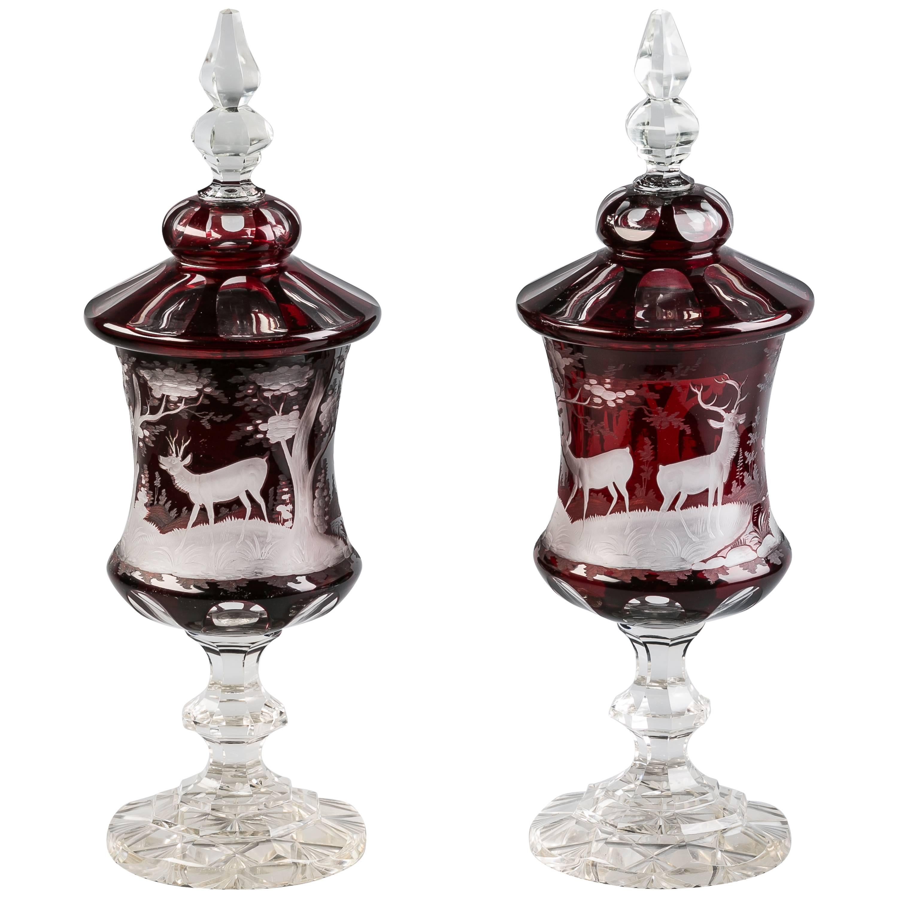 Pair of Bohemian Covered Pokals, circa 1890 For Sale