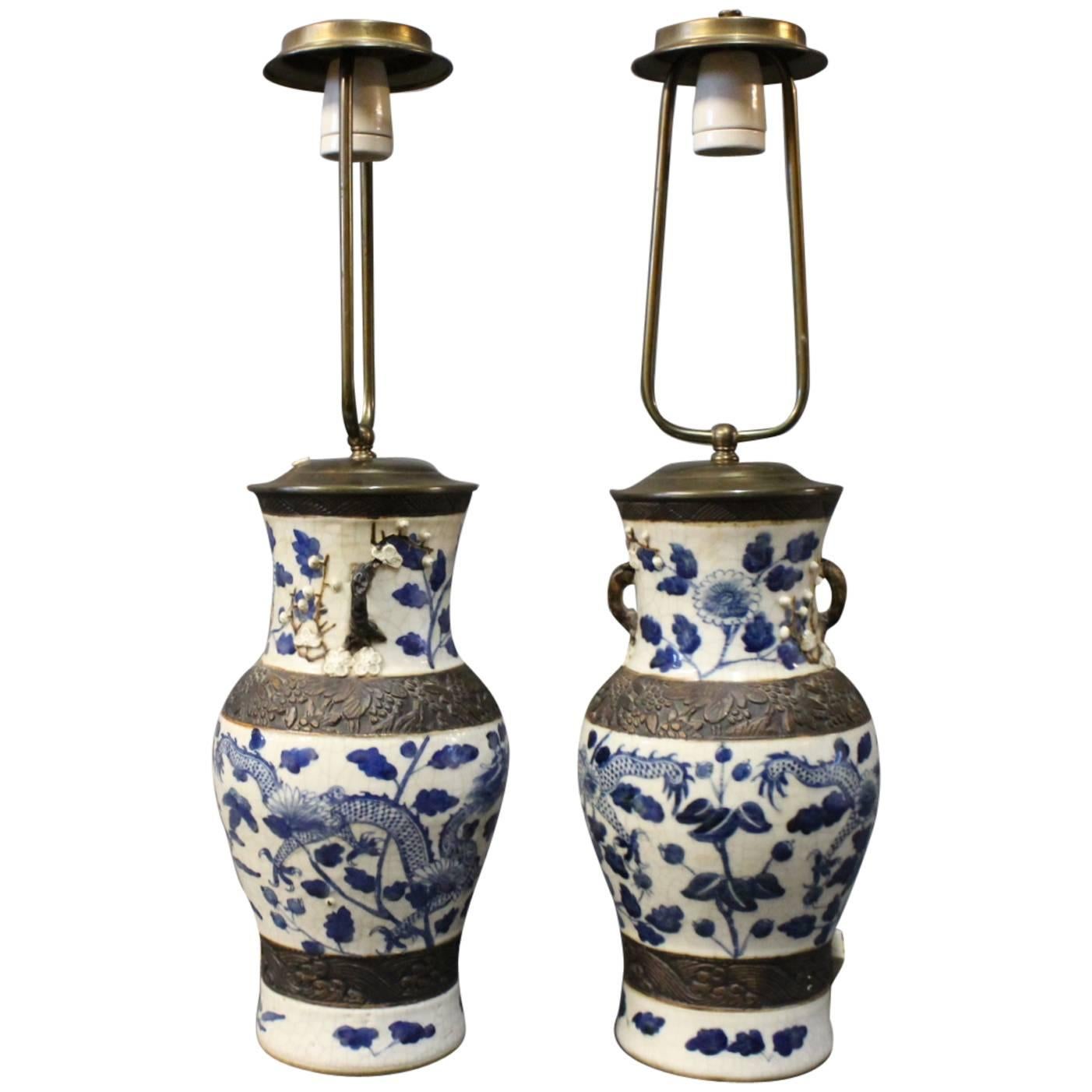 Pair of Chineese Porcelain Table Lamps, circa 1920s