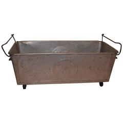 Aluminum Grocery Bin on Wheels from Vintage A&P, Perfect for Potted Plants