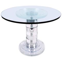 Lucite Table with Polished Chrome Bands Lucite Table with Polished Chrome Bands