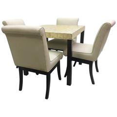 VKG Dining or Game Set with Abalone Top Table and Four Chairs 6