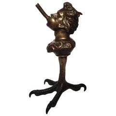 Rare 19th Century Continental Bronze Tobacco Cigar Lighter