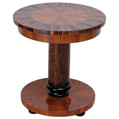 Round Art Deco End Table in Massacre Ebony and Mahogany