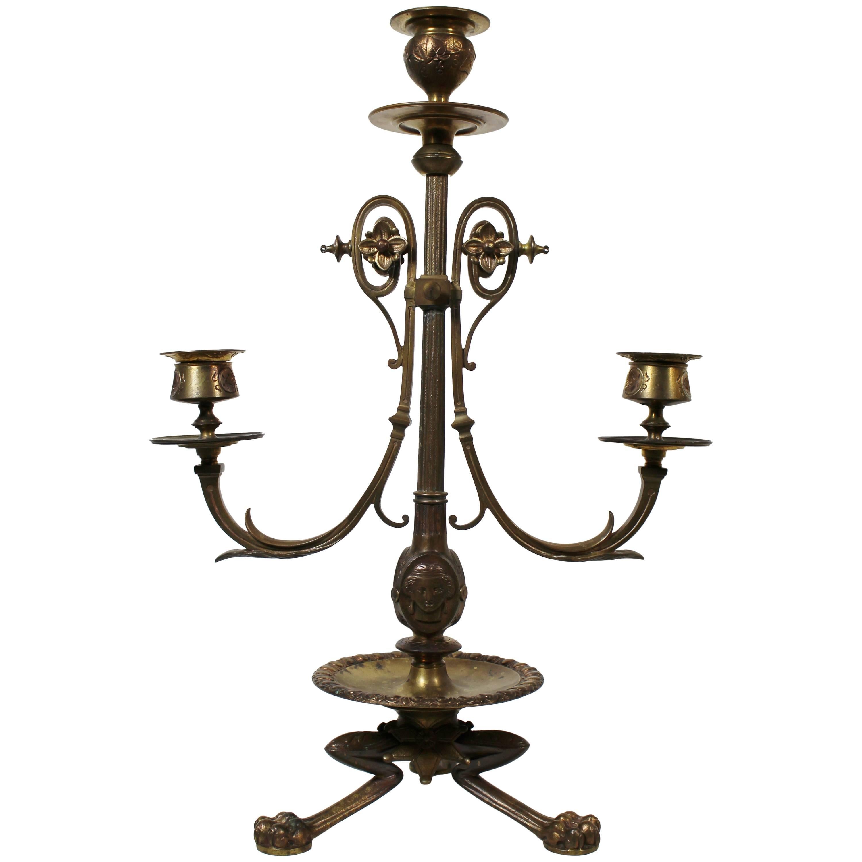 Bronze French Empire Style Candelabrum For Sale