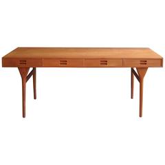 Modernist Freestanding Teak Desk with Four Drawers by Nanna and Jørgen Ditzel