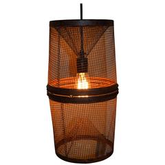 Used Fish Trap for Minnows as Pendant Light