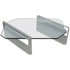 Asymmetric Glass and Lucite Base Coffee Table