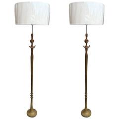 Pair or Single Floor Lamps in the Manner of Giacometti 1