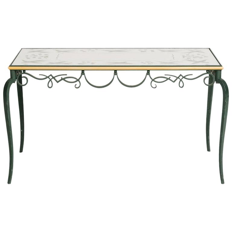 French Iron Églomisé Cocktail Table at 1stdibs