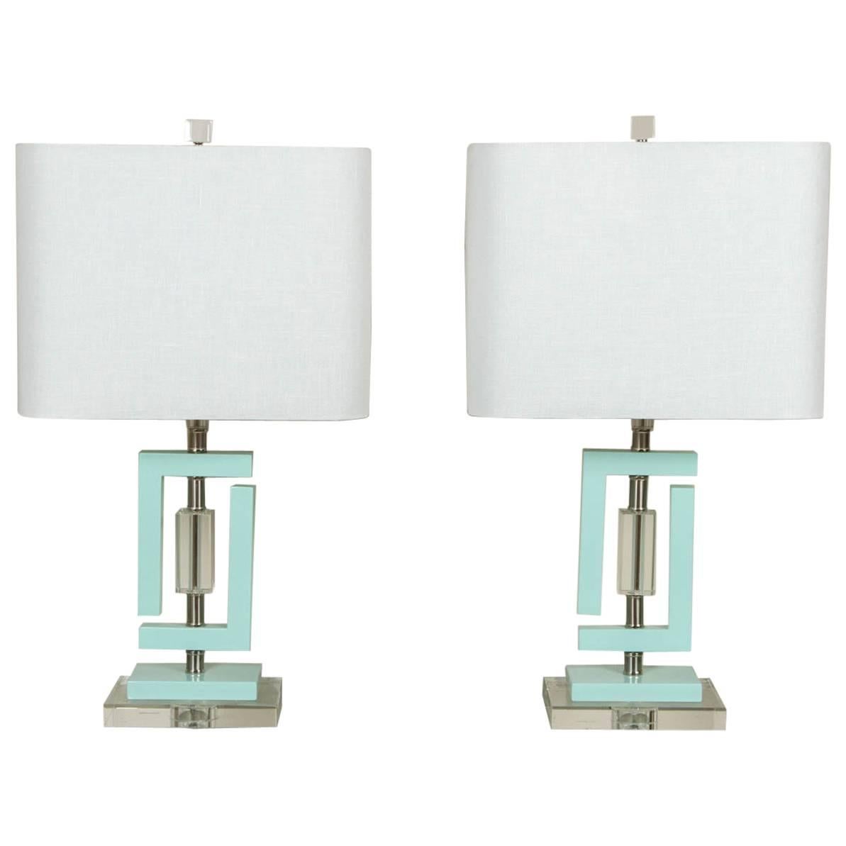 Seafoam and Lucite Lamps