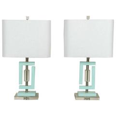Seafoam and Lucite Lamps