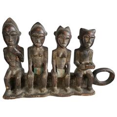Rare African Ceremonial Four-Figure Carved Wood Sculpture 8