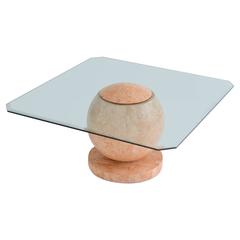 Postmodern Tessellated Stone Geometric Ball Form Cocktail Table