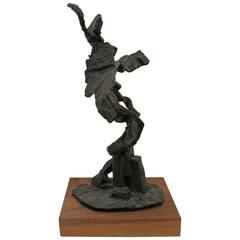 Vintage Brutalist Metal Sculpture, 1960s, Signed