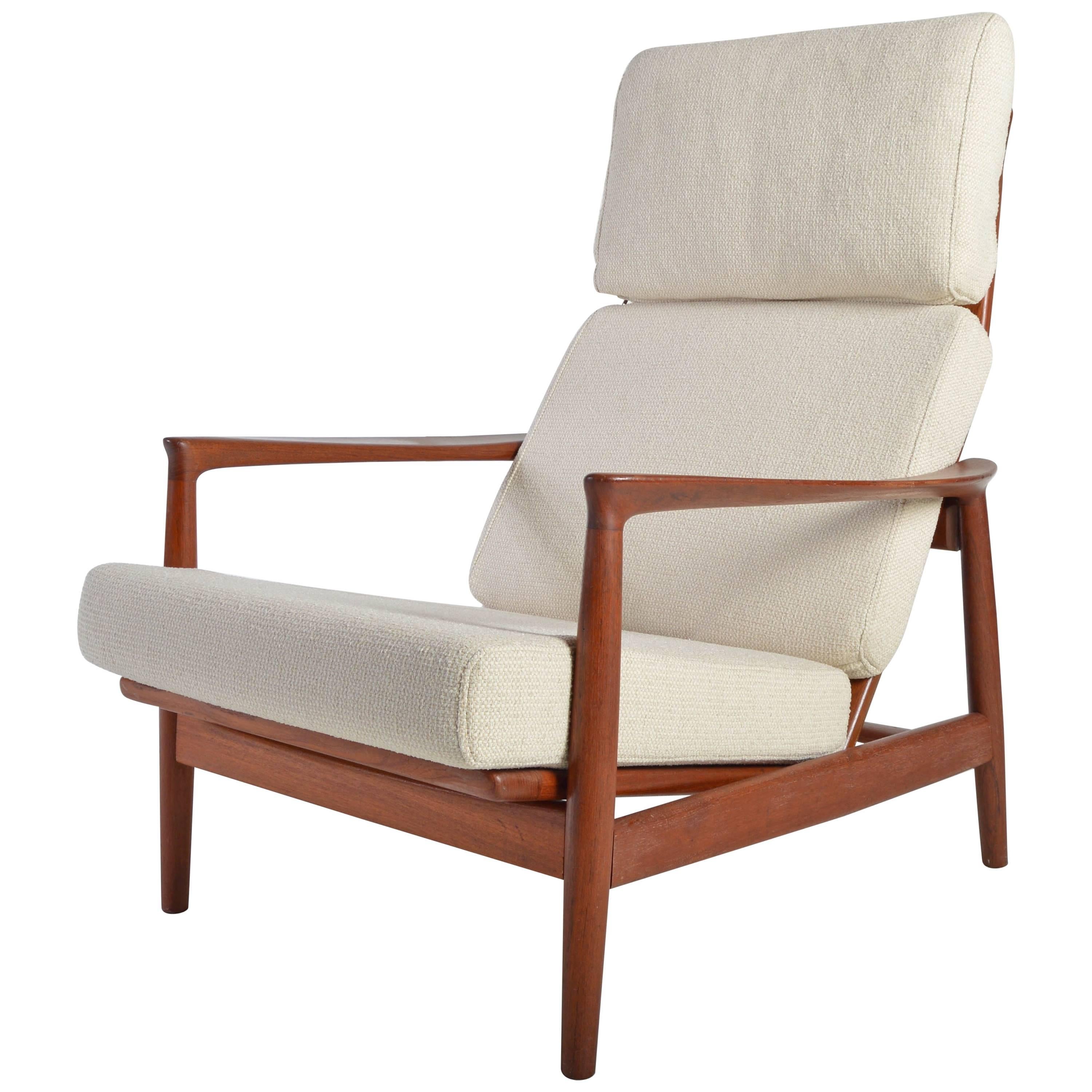 Rare Teak High Back Lounge Chair by Folke Ohlsson for DUX