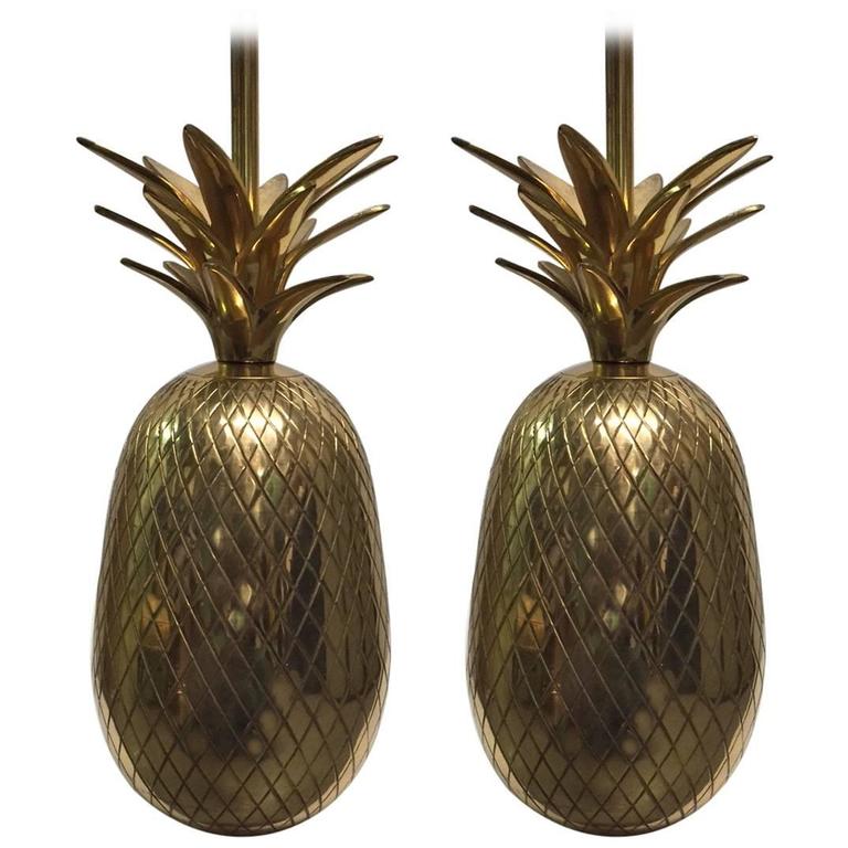 Pair Of Hollywood Regency Brass Pineapple Lamps For At 1stdibs Pair Of Hollywood Regency Brass Pineapple Lamps For