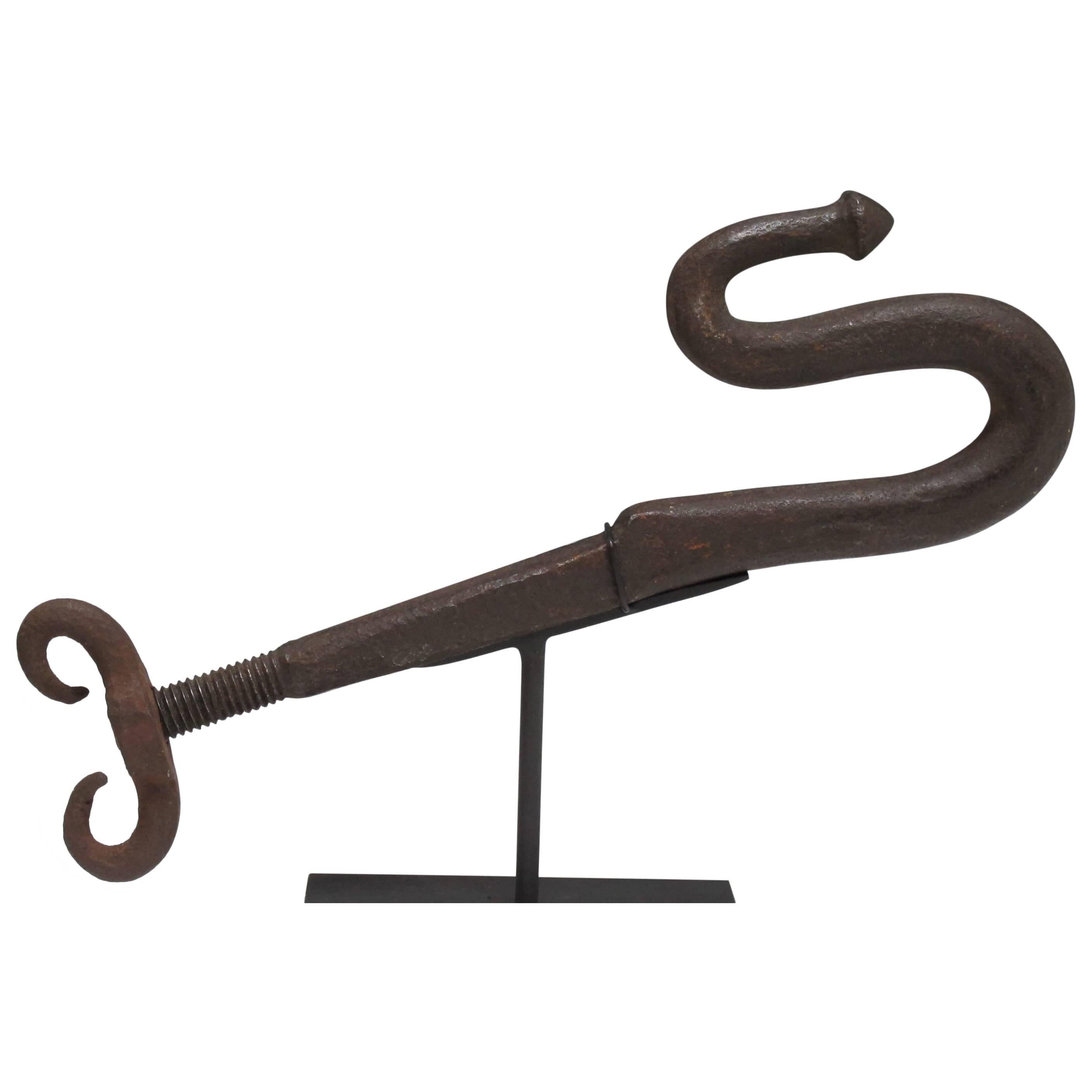 Forged Iron Snake Hook From a Conestoga Wagon For Sale