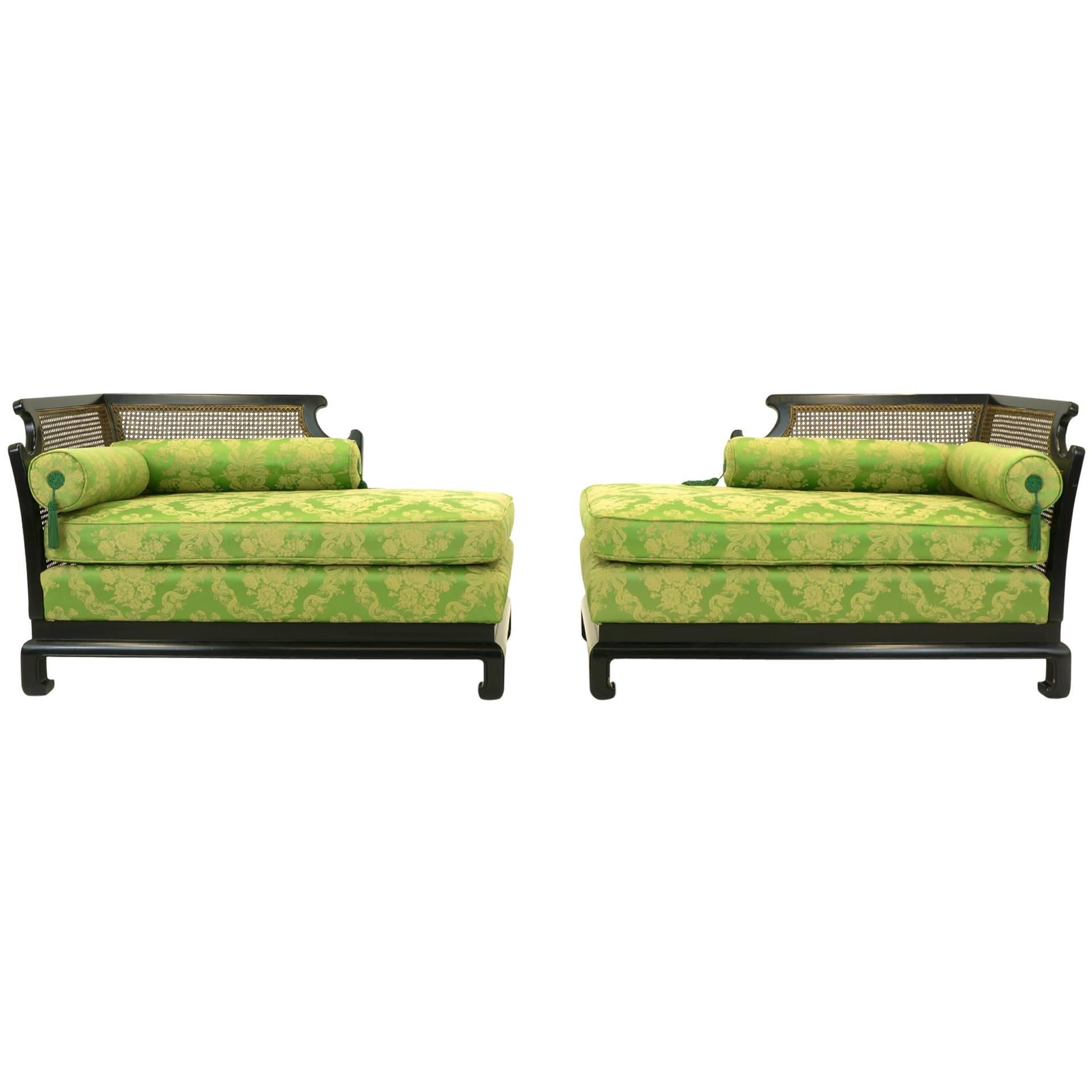 Pair of Asian Settees or Chaise Longues