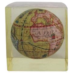 Vintage World Globe Encased in Lucite